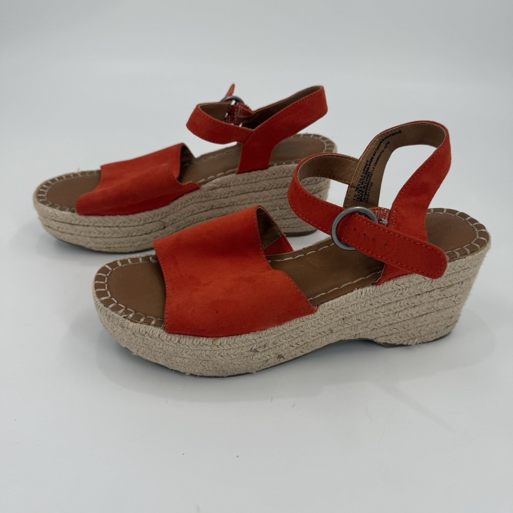 Universal Thread Womens 10 Orange Espadrille Platform Wedge Ankle Strap Sandals
